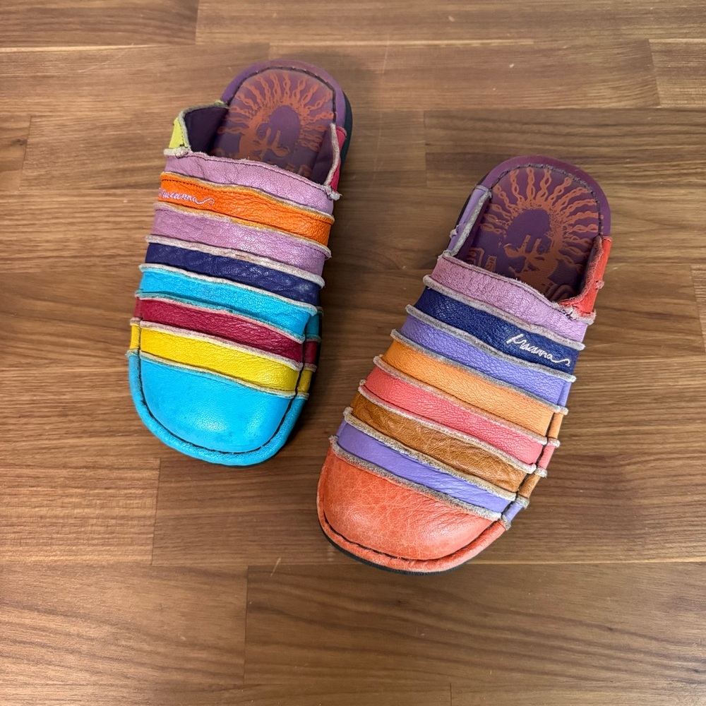 Macanna Italy Multicolor Rainbow Patchwork Leathe… - image 1